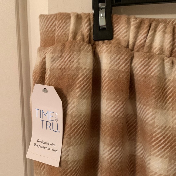 NWT Time and Tru XLorXXL camel & beige plaid faux wrap fringe heavy skirt - Picture 7 of 16